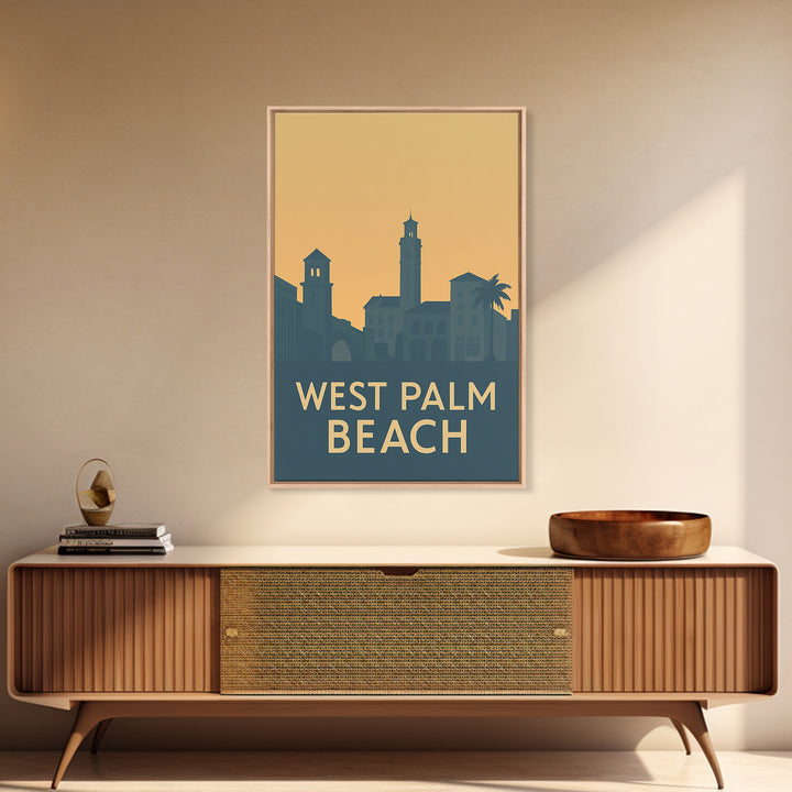 West Palm Beach Florida Travel Poster, Canvas Print, Retro Wall Art, West Palm Beach Wall Art, Travel Wall Art, Retro Travel Print