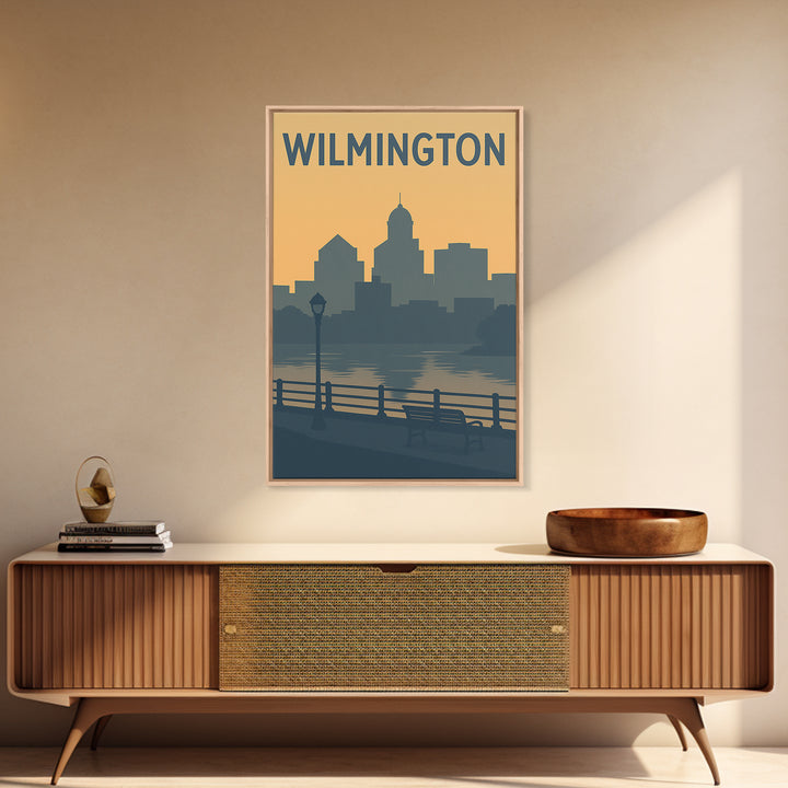 Wilmington Travel Poster, Framed Canvas Print, Mid Century Travel Art, Wilmington Art Print, Fine Art Print, City Travel Prints