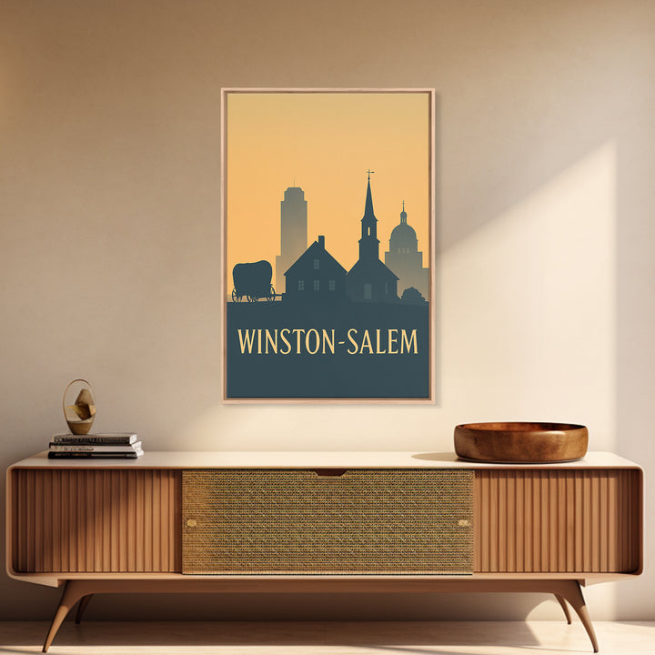 Winston Salem North Carolina Travel Poster, Canvas Print, Retro Wall Art, Winston Salem Art Print, Gift For Travelers, Vintage City Poster