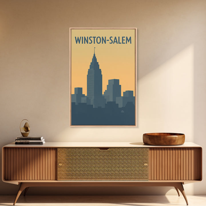 Winston Salem Travel Poster, Framed Canvas Print, Minimalist Retro Wall Art, Winston Salem Travel Art, City Art Print, Travel Art Print