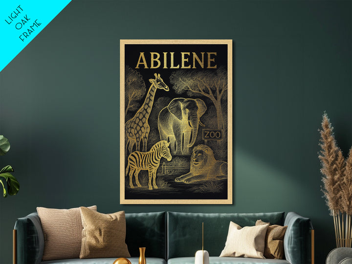 Abilene Texas travel, Metallic Gold Art, Modern House Art, Metal Art, Wood Framed Art, Wanderlust Gift, Travel Art Prints