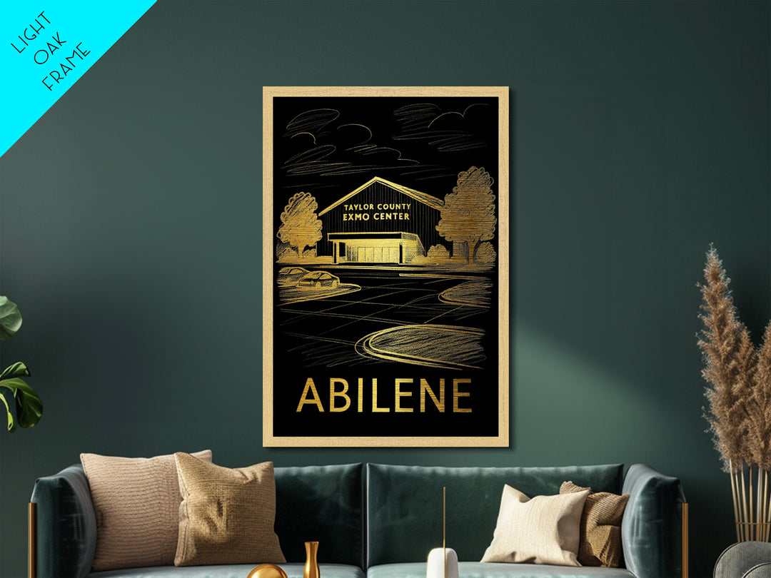 Abilene Texas art, Metallic Gold Print, Travel Art Prints, Metal Art, Wood Framed Art, Adventure Lover Gift, Traveler Gift
