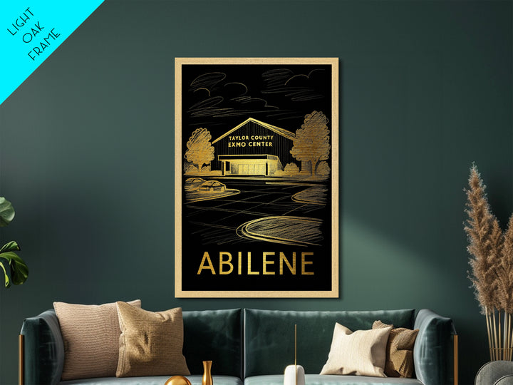 Abilene Texas art, Metallic Gold Print, Travel Art Prints, Metal Art, Wood Framed Art, Adventure Lover Gift, Traveler Gift