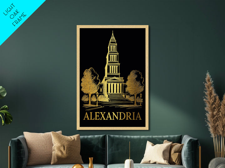 Alexandria Virginia art, Metallic Gold Art, Closing Gift, Metal Art, Wood Framed Art, Anniversary Travel Gift, Retirement Travel Gift