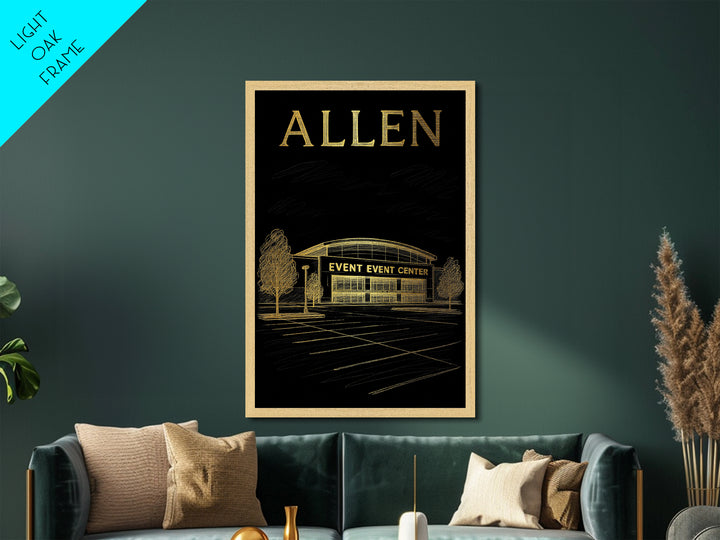 Allen Texas travel, Metallic Gold Art, Office Decor, Metal Art, Wood Framed Art, Wanderlust Gift, Travel Art Prints