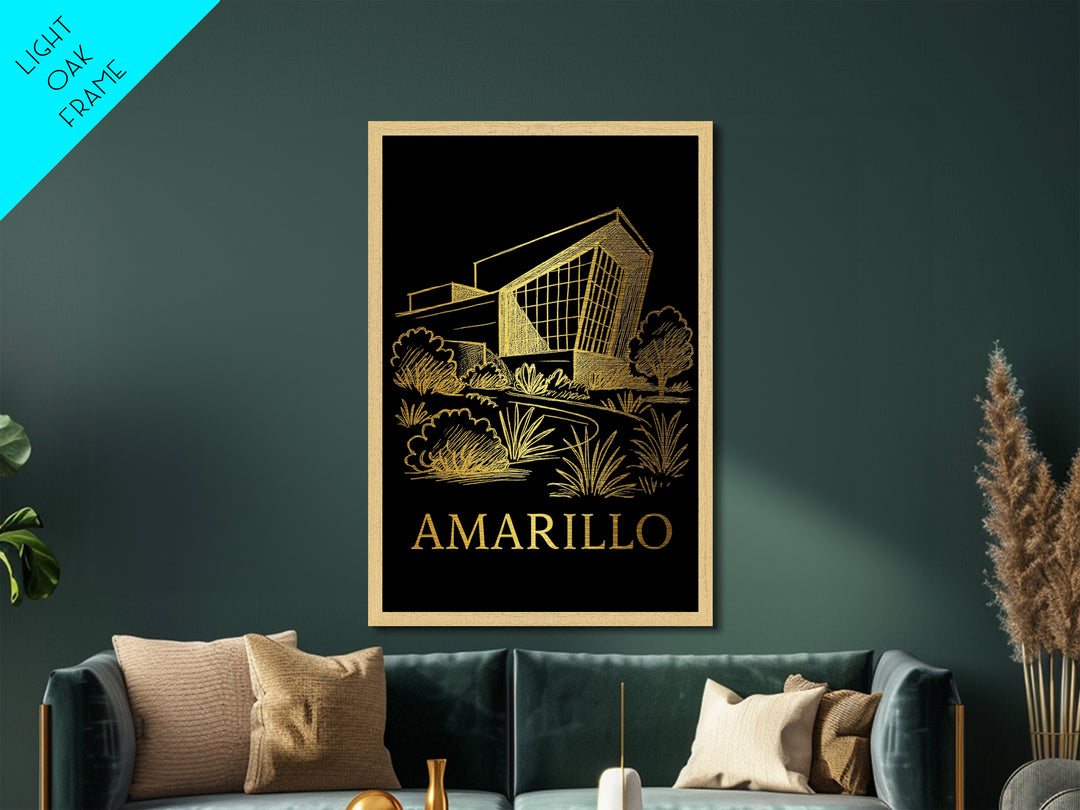 Amarillo Texas art, Metallic Gold Print, Best Friend Gifts, Metal Art, Wood Framed Art, Birthday Travel Gift, Destination Gift