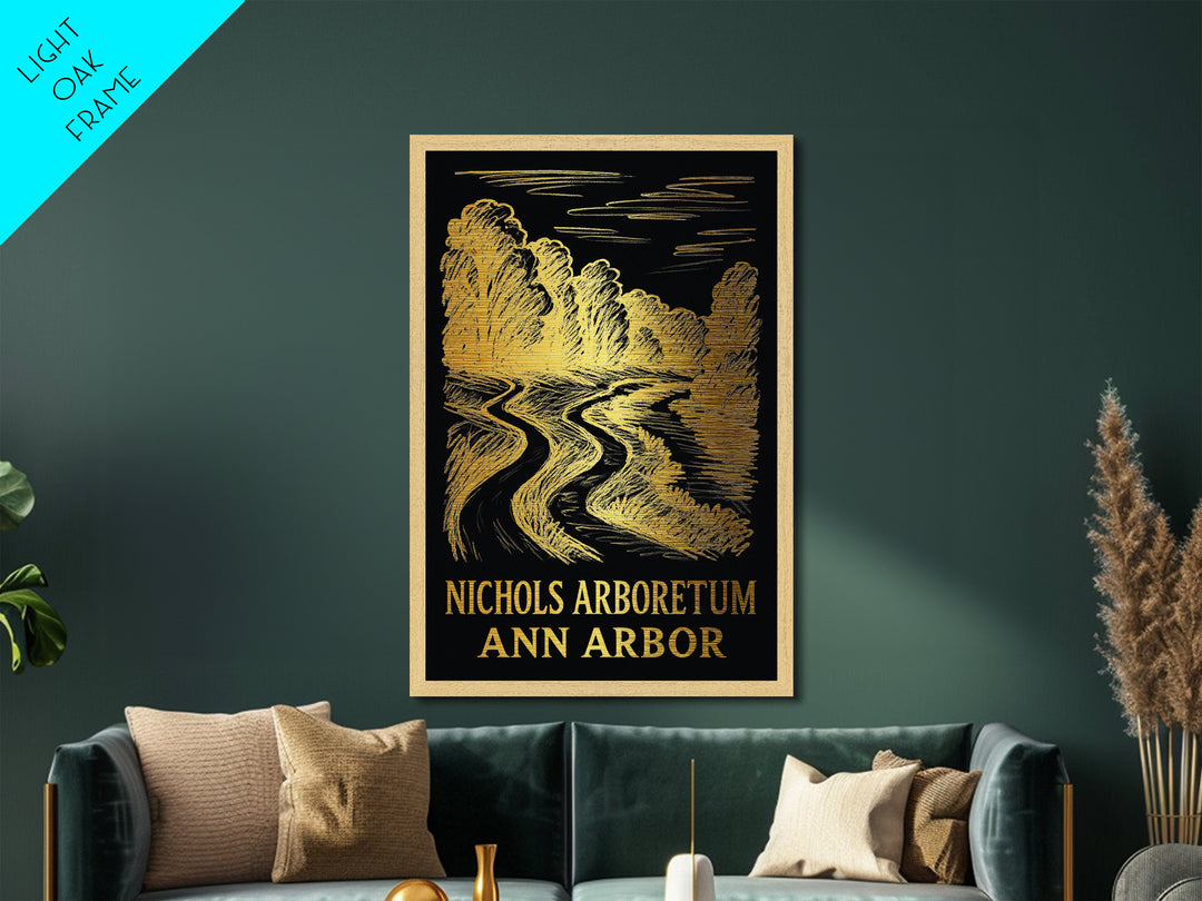 Ann Arbor Michigan art, Metallic Gold Print, Travel Art Prints, Metal Art, Wood Framed Art, Adventure Lover Gift, Traveler Gift