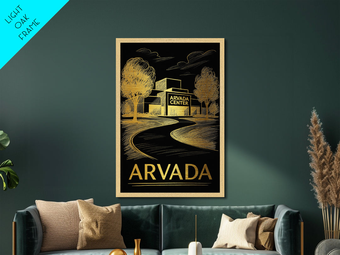 Arvada Colorado art, Metallic Gold Print, Housewarming Gift, Metal Art, Wood Framed Art, Newlywed Travel Gift, Honeymoon Gift
