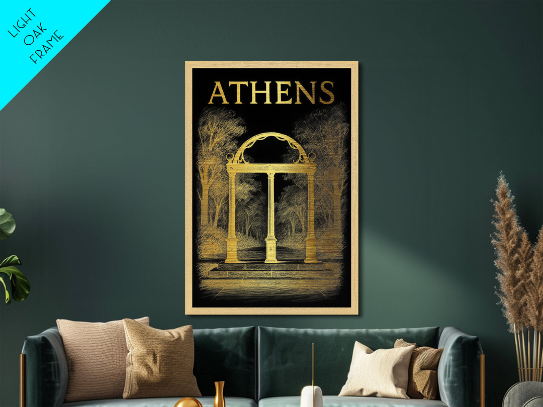 Athens Georgia travel, Metallic Gold Art, Closing Gift, Metal Art, Wood Framed Art, Anniversary Travel Gift, Retirement Travel Gift