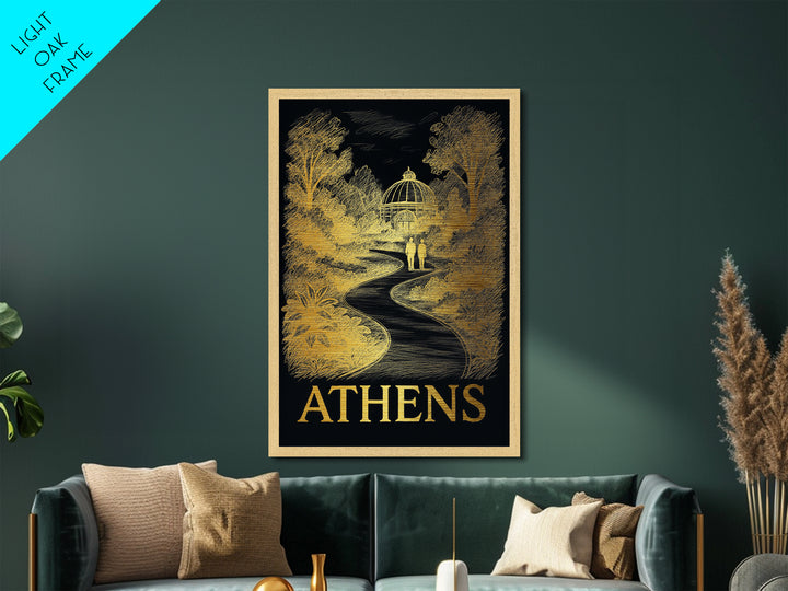 Athens Georgia art, Metallic Gold Print, Office Decor, Metal Art, Wood Framed Art, Graduation Travel Gift, Destination Gift