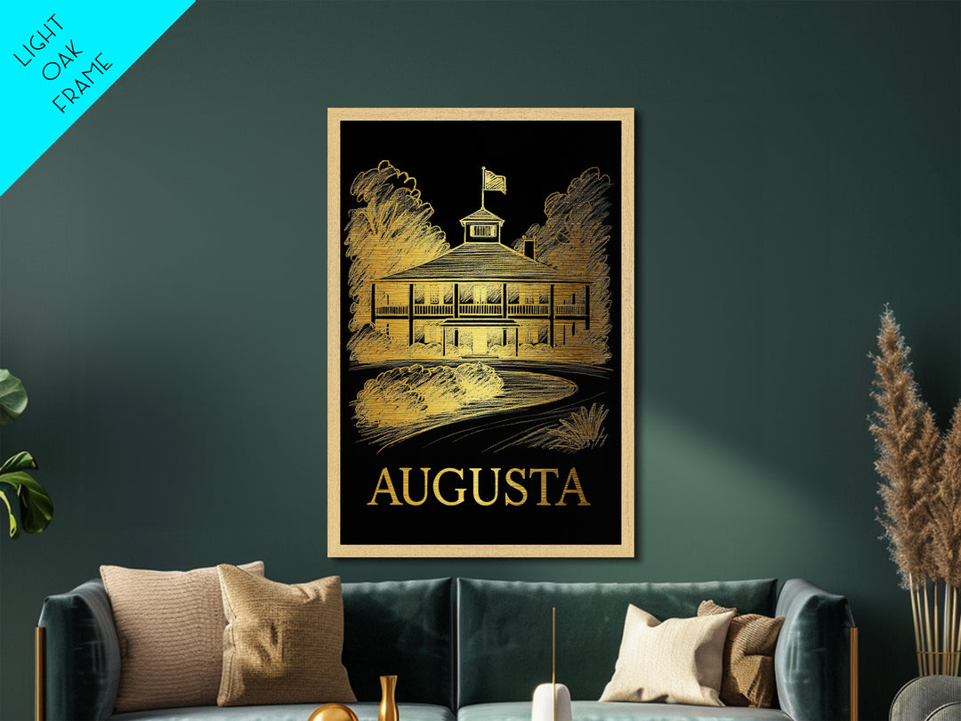 Augusta Georgia art, Metallic Gold Print, Modern House Art, Metal Art, Wood Framed Art, Graduation Travel Gift, Travel Gift