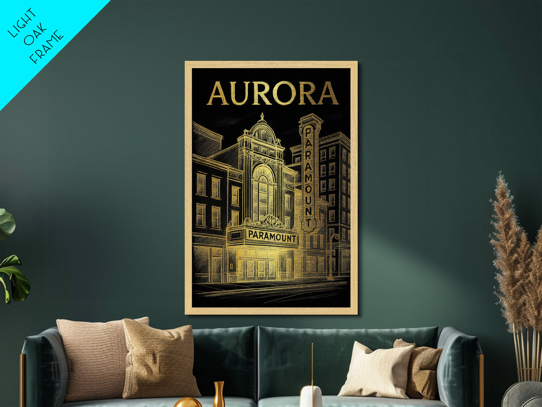 Aurora Colorado art, Metallic Gold Print, Best Friend Gifts, Metal Art, Wood Framed Art, Birthday Travel Gift, Destination Gift