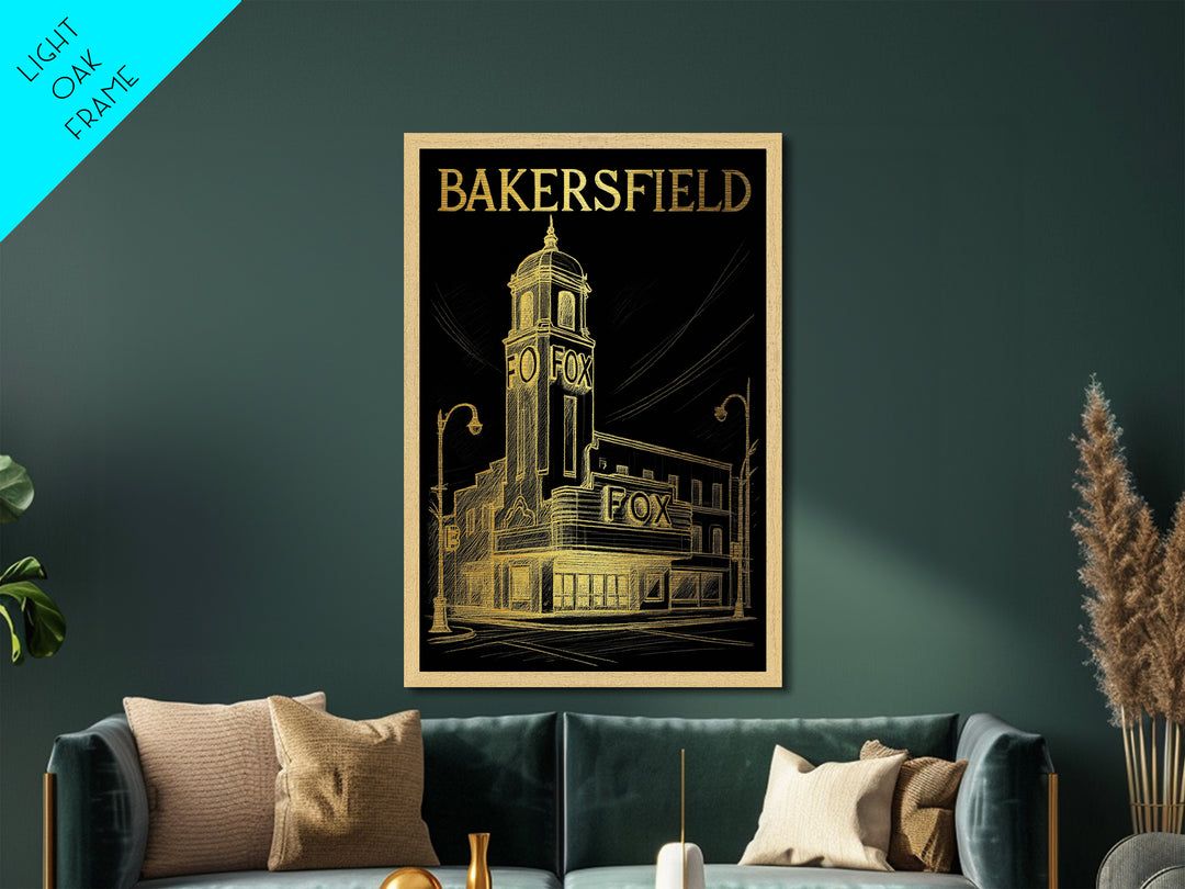 Bakersfield California travel, Metallic Gold Print, Travel Art Prints, Metal Art, Wood Framed Art, Graduation Travel Gift, Traveler Gift