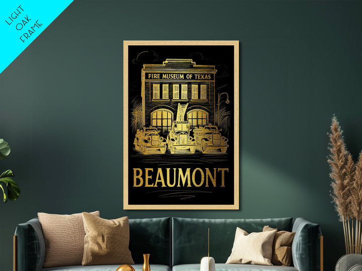 Beaumont Texas art, Metallic Gold Art, Office Decor, Metal Art, Wood Framed Art, Graduation Travel Gift, Destination Gift