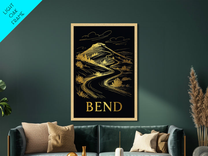 Bend Oregon art, Metallic Gold Art, Modern House Art, Metal Art, Wood Framed Art, Graduation Travel Gift, Travel Gift