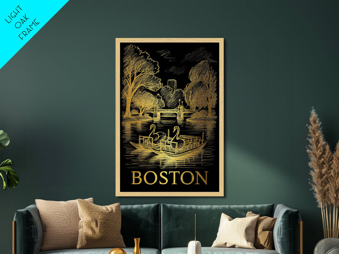 Boston Massachusetts art, Metallic Gold Art, Modern House Art, Metal Art, Wood Framed Art, Graduation Travel Gift, Travel Gift