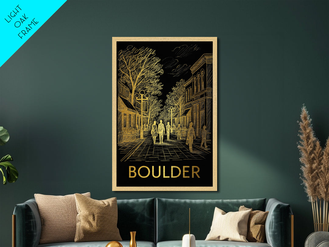 Boulder Colorado art, Metallic Gold Art, Best Friend Gifts, Metal Art, Wood Framed Art, Birthday Travel Gift, Destination Gift