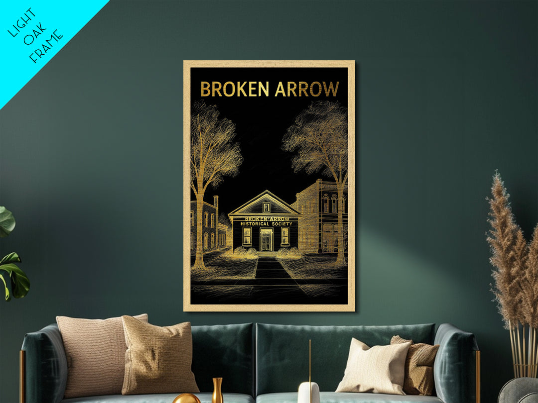 Broken Arrow Oklahoma art, Metallic Gold Art, Travel Art Prints, Metal Art, Wood Framed Art, Adventure Lover Gift, Traveler Gift