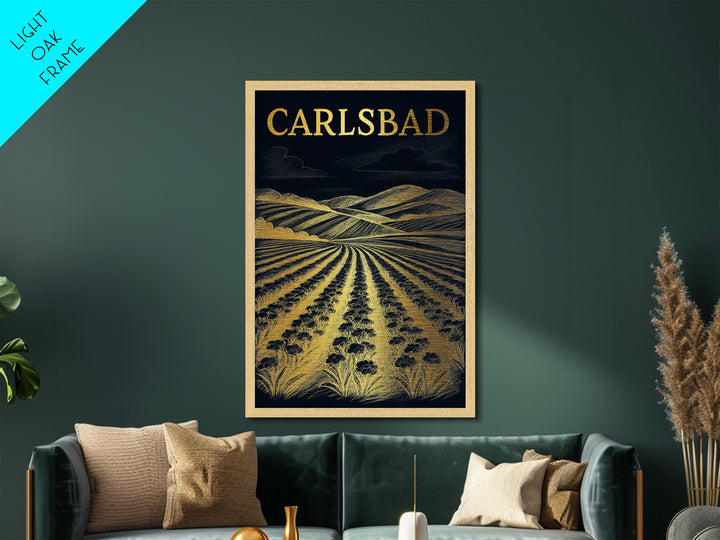 Carlsbad California travel, Metallic Gold Print, College Dorm Décor, Metal Art, Wood Framed Art, Graduation Travel Gift, Traveler Gift