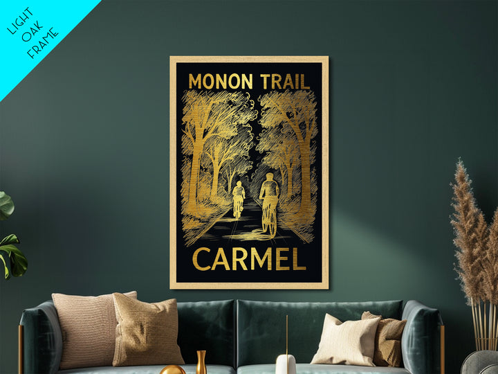 Carmel Indiana art, Metallic Gold Art, Housewarming Gift, Metal Art, Wood Framed Art, Newlywed Travel Gift, Honeymoon Gift