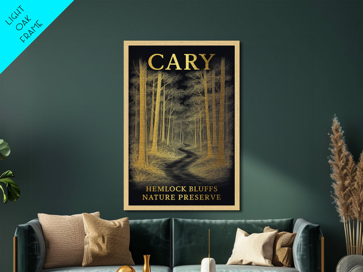 Cary North Carolina travel, Metallic Gold Print, Modern House Art, Metal Art, Wood Framed Art, Wanderlust Gift, Travel Art Prints