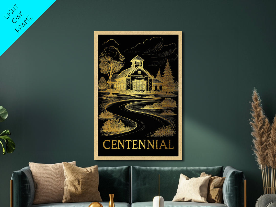 Centennial Colorado art, Metallic Gold Art, Best Friend Gifts, Metal Art, Wood Framed Art, Birthday Travel Gift, Destination Gift