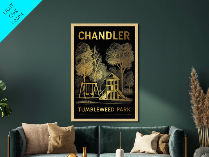 Chandler Arizona travel, Metallic Gold Print, Modern Skyline Wall Print, Metal Art, Wood Framed Art, Adventure Lover Gift, Travel Gift