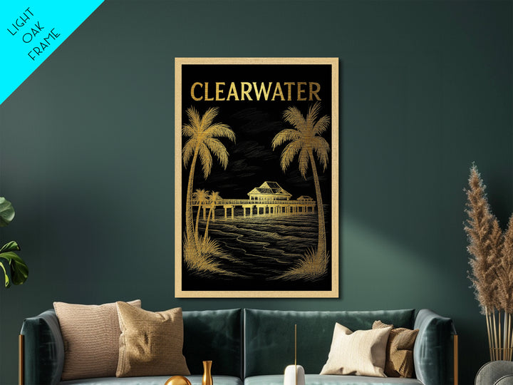 Clearwater Florida travel, Metallic Gold Print, College Dorm Décor, Metal Art, Wood Framed Art, Graduation Travel Gift, Traveler Gift