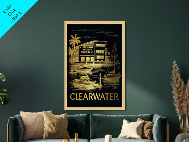 Clearwater Florida art, Metallic Gold Art, Best Friend Gifts, Metal Art, Wood Framed Art, Birthday Travel Gift, Destination Gift