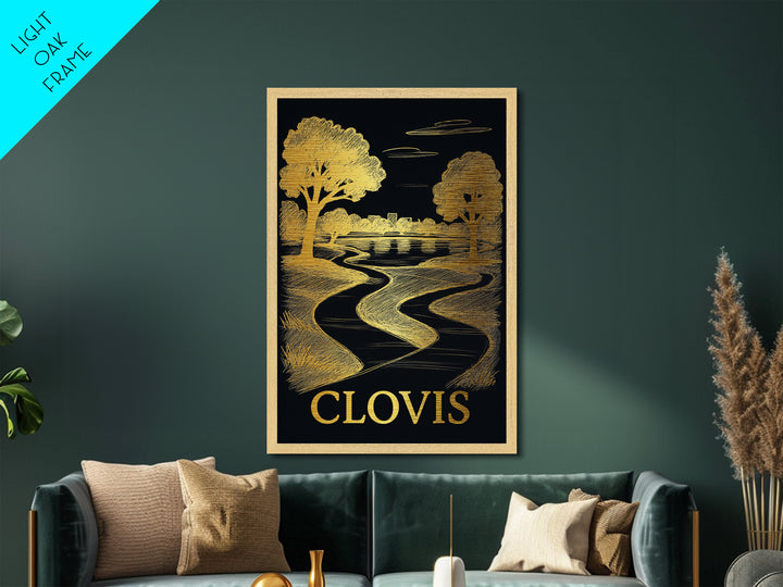 Clovis California art, Metallic Gold Art, Modern House Art, Metal Art, Wood Framed Art, Graduation Travel Gift, Travel Gift