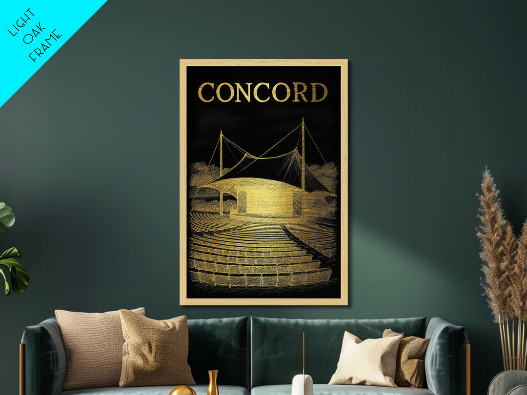 Concord California art, Metallic Gold Art, Office Decor, Metal Art, Wood Framed Art, Graduation Travel Gift, Destination Gift
