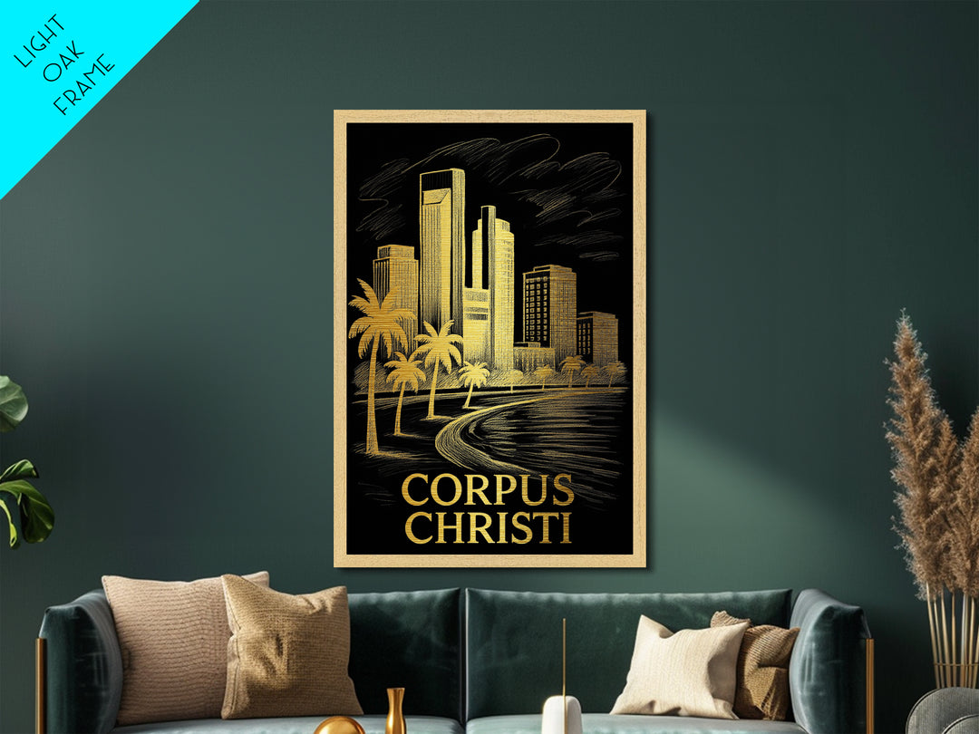 Corpus Christi Texas art, Metallic Gold Art, Best Friend Gifts, Metal Art, Wood Framed Art, Birthday Travel Gift, Destination Gift