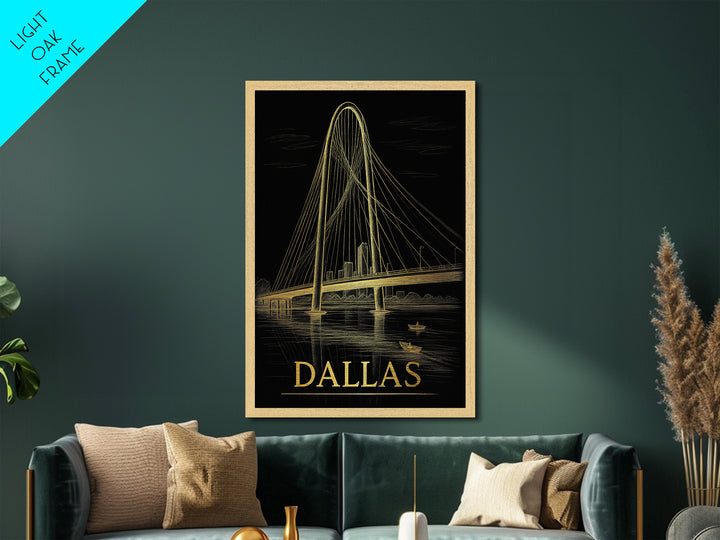 Dallas Texas art, Metallic Gold Art, Office Decor, Metal Art, Wood Framed Art, Graduation Travel Gift, Destination Gift