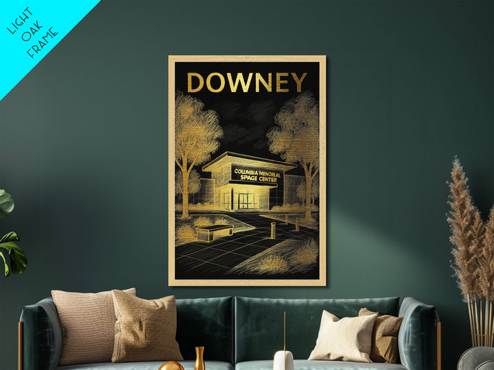 Downey California travel, Metallic Gold Print, Modern House Art, Metal Art, Wood Framed Art, Traveler Gift, Destination Gift