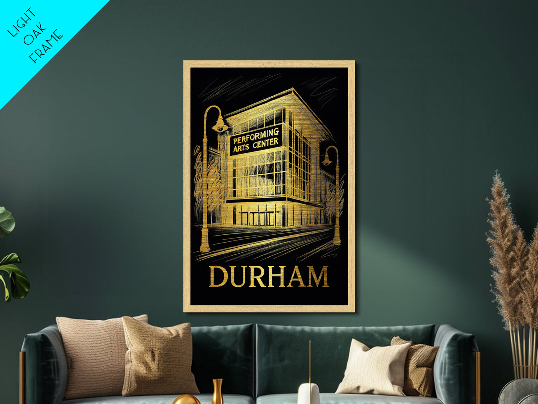 Durham North Carolina art, Metallic Gold Art, Best Friend Gifts, Metal Art, Wood Framed Art, Birthday Travel Gift, Destination Gift