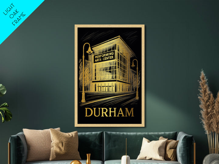 Durham North Carolina art, Metallic Gold Art, Best Friend Gifts, Metal Art, Wood Framed Art, Birthday Travel Gift, Destination Gift