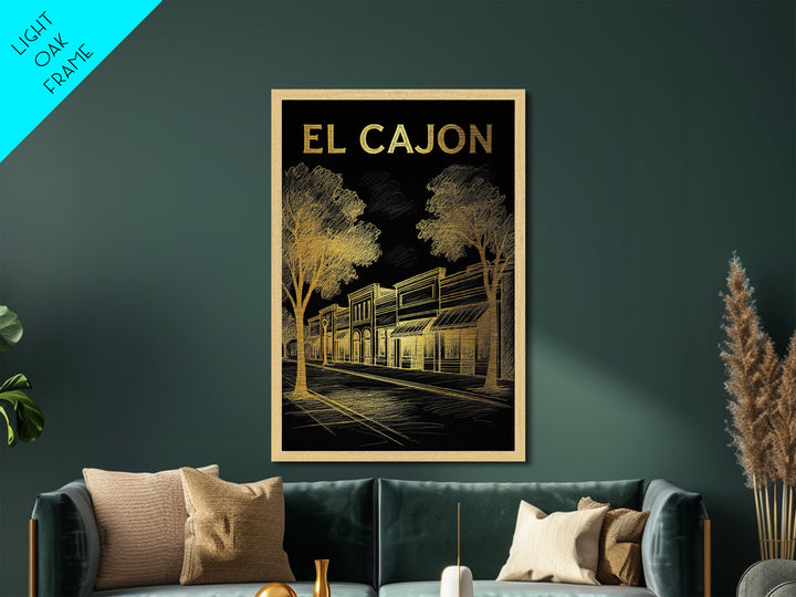 El Cajon California travel, Metallic Gold Print, Modern House Art, Metal Art, Wood Framed Art, Wanderlust Gift, Travel Art Prints