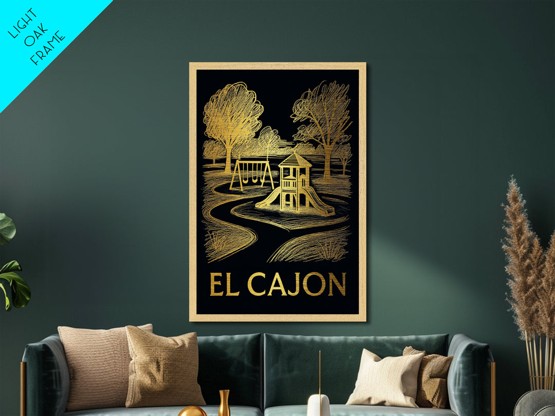 El Cajon California art, Metallic Gold Art, Travel Art Prints, Metal Art, Wood Framed Art, Adventure Lover Gift, Traveler Gift
