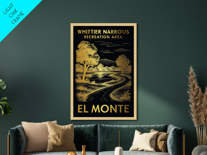 El Monte California art, Metallic Gold Art, Office Decor, Metal Art, Wood Framed Art, Graduation Travel Gift, Destination Gift