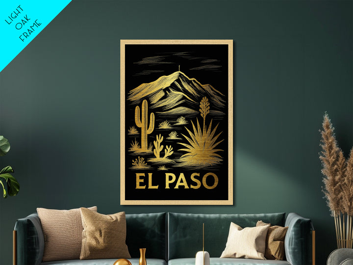 El Paso Texas art, Metallic Gold Art, Travel Art Prints, Metal Art, Wood Framed Art, Adventure Lover Gift, Traveler Gift