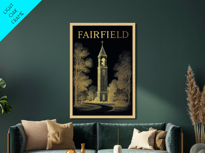 Fairfield California travel, Metallic Gold Print, Modern House Art, Metal Art, Wood Framed Art, Traveler Gift, Destination Gift