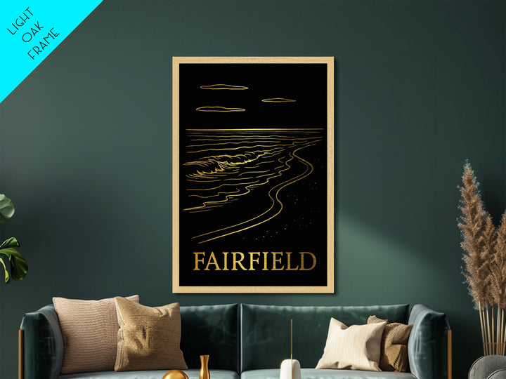 Fairfield California art, Metallic Gold Art, Modern House Art, Metal Art, Wood Framed Art, Graduation Travel Gift, Travel Gift