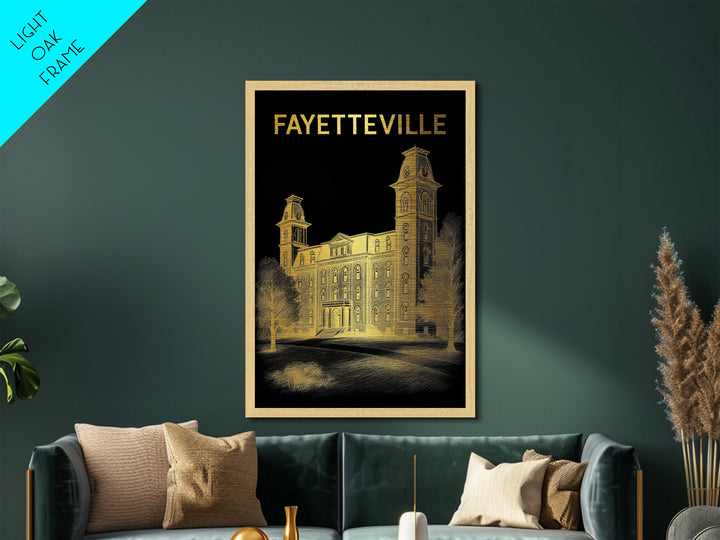 Fayetteville North Carolina travel, Metallic Gold Print, Modern Skyline Wall Print, Metal Art, Wood Framed Art, Adventure Lover Gift