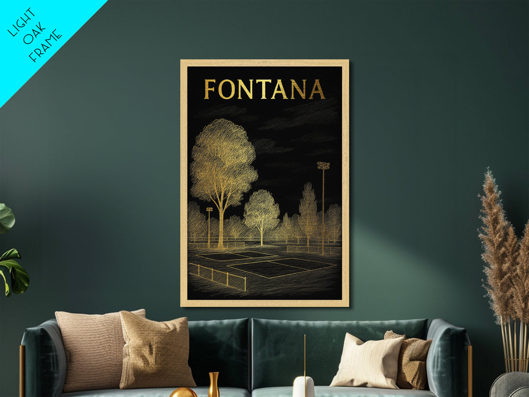 Fontana California travel, Metallic Gold Print, Modern House Art, Metal Art, Wood Framed Art, Wanderlust Gift, Travel Art Prints