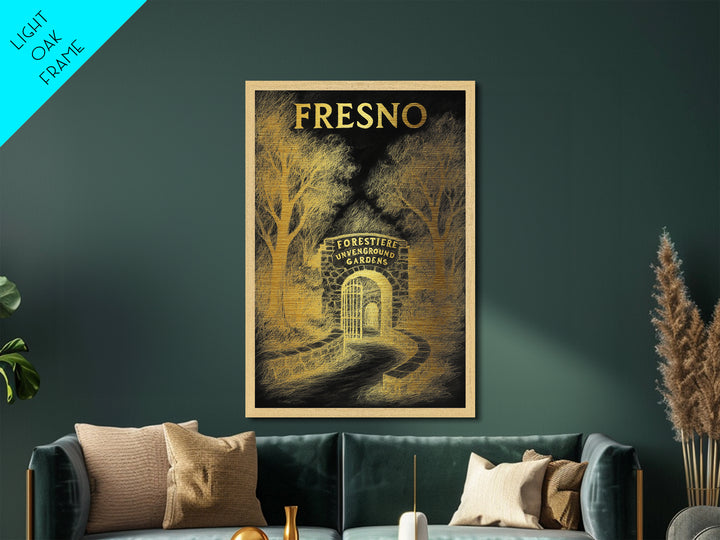 Fresno California travel, Metallic Gold Print, Modern House Art, Metal Art, Wood Framed Art, Traveler Gift