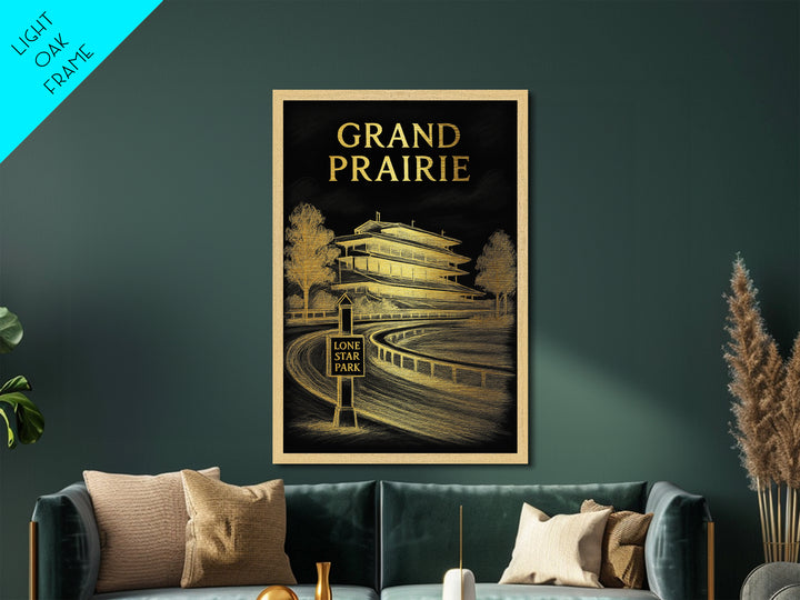 Grand Prairie Texas art, Metallic Gold Art, Housewarming Gift, Metal Art, Wood Framed Art, Newlywed Travel Gift