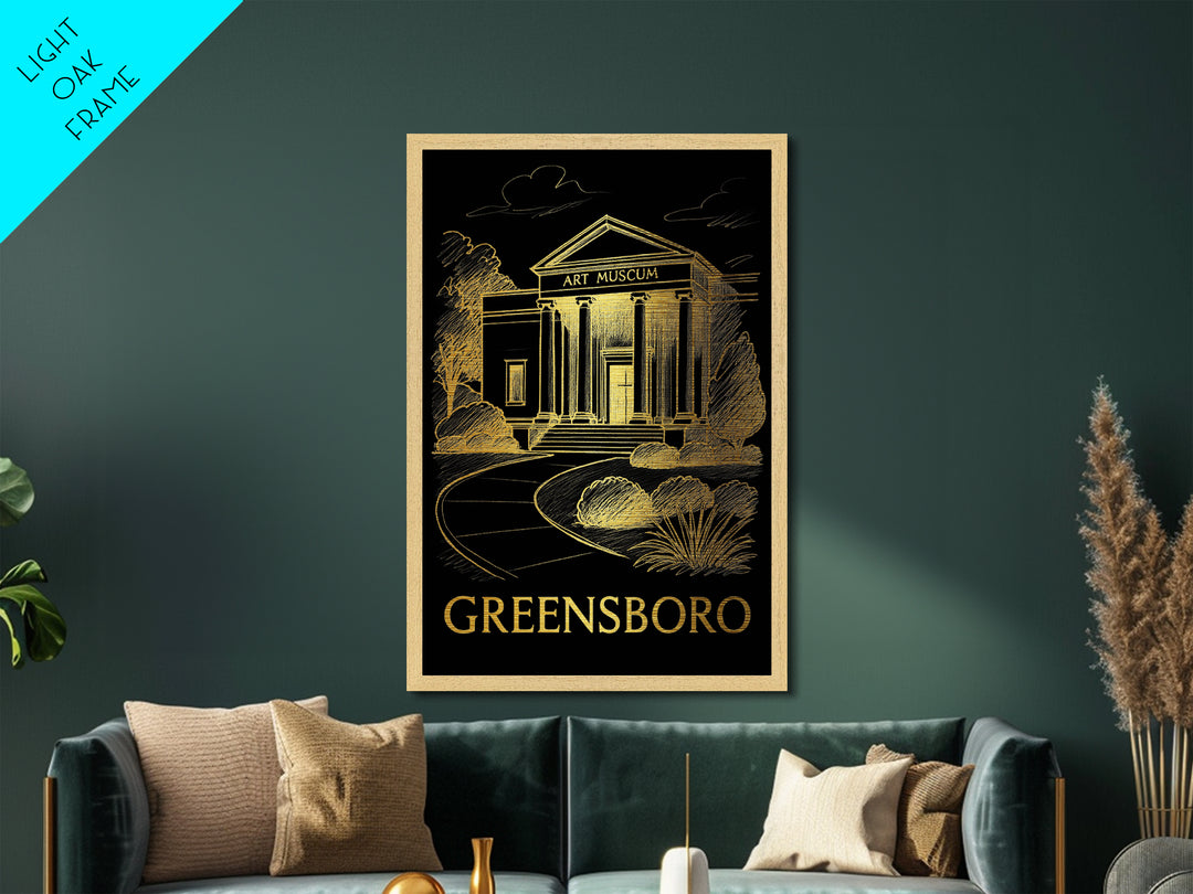 Greensboro North Carolina art, Metallic Gold Art, Best Friend Gifts, Metal Art, Wood Framed Art, Birthday Travel Gift