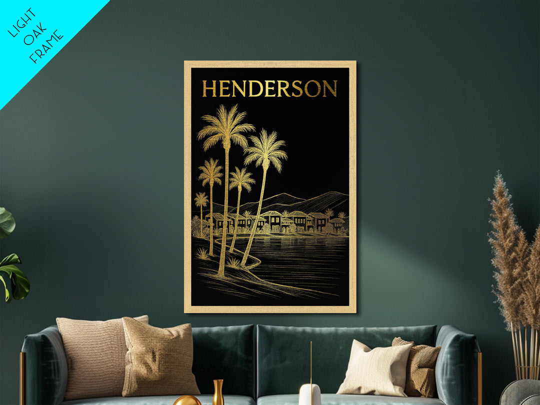 Henderson Nevada travel, Metallic Gold Print, College Dorm Décor, Metal Art, Wood Framed Art, Graduation Travel Gift, Traveler Gift