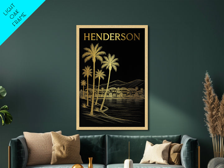 Henderson Nevada travel, Metallic Gold Print, College Dorm Décor, Metal Art, Wood Framed Art, Graduation Travel Gift, Traveler Gift