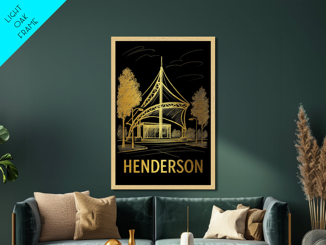 Henderson Nevada art, Metallic Gold Art, Best Friend Gifts, Metal Art, Wood Framed Art, Birthday Travel Gift, Destination Gift